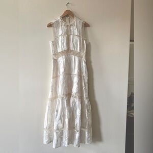Alexis White Dress with Cream Trim